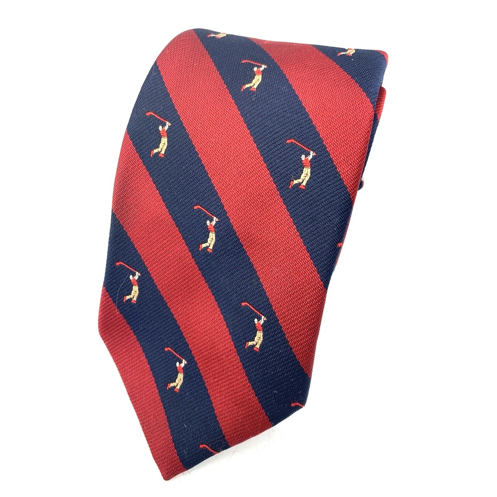 Vintage‎ Flying Scotsman Repp Golf Men's Tie Navy & Red 59" x 2 7/8"